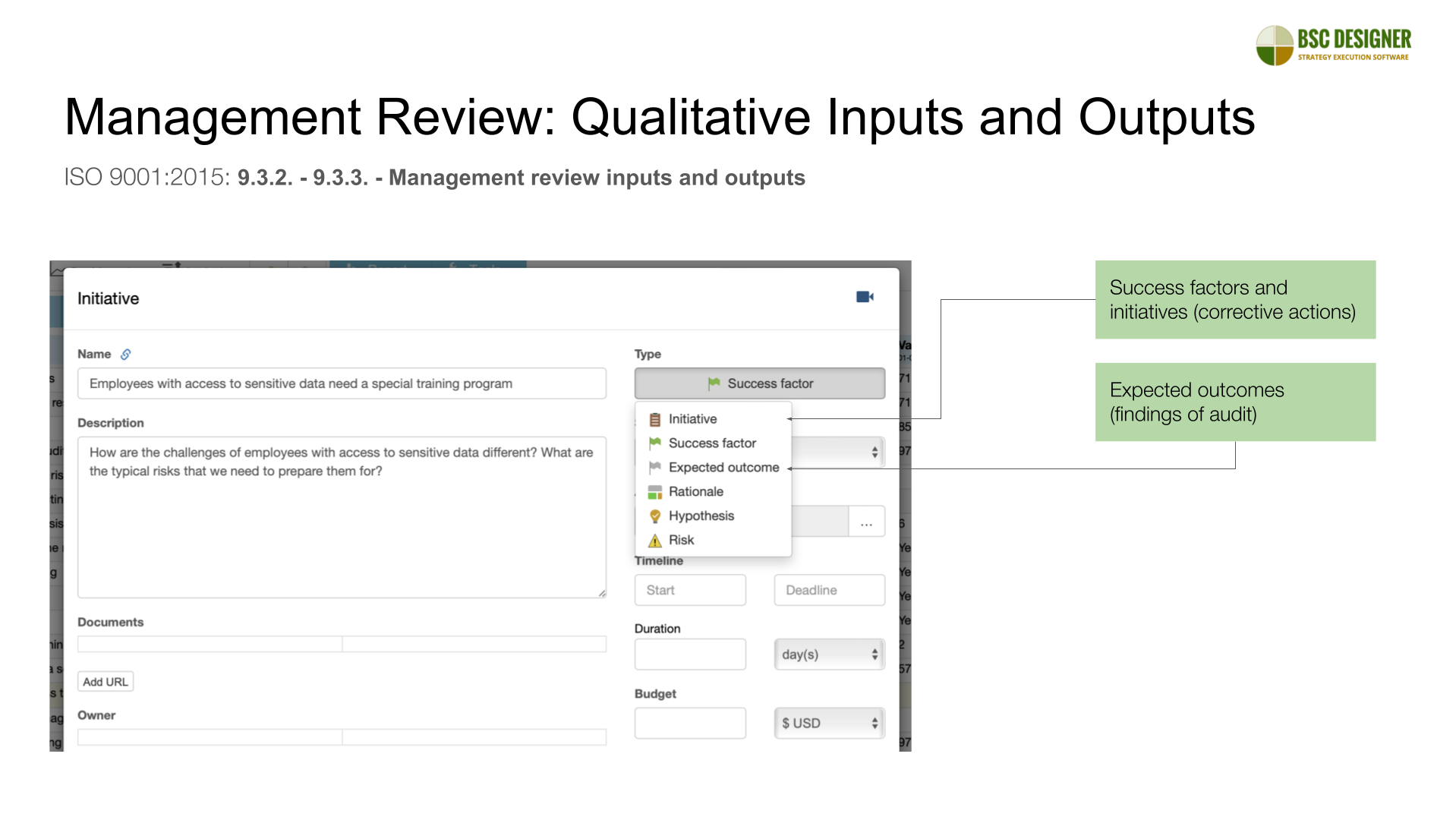 Management Review: Qualitative Inputs and Outputs - ISO 9001:2015: 9.3.2. - 9.3.3.